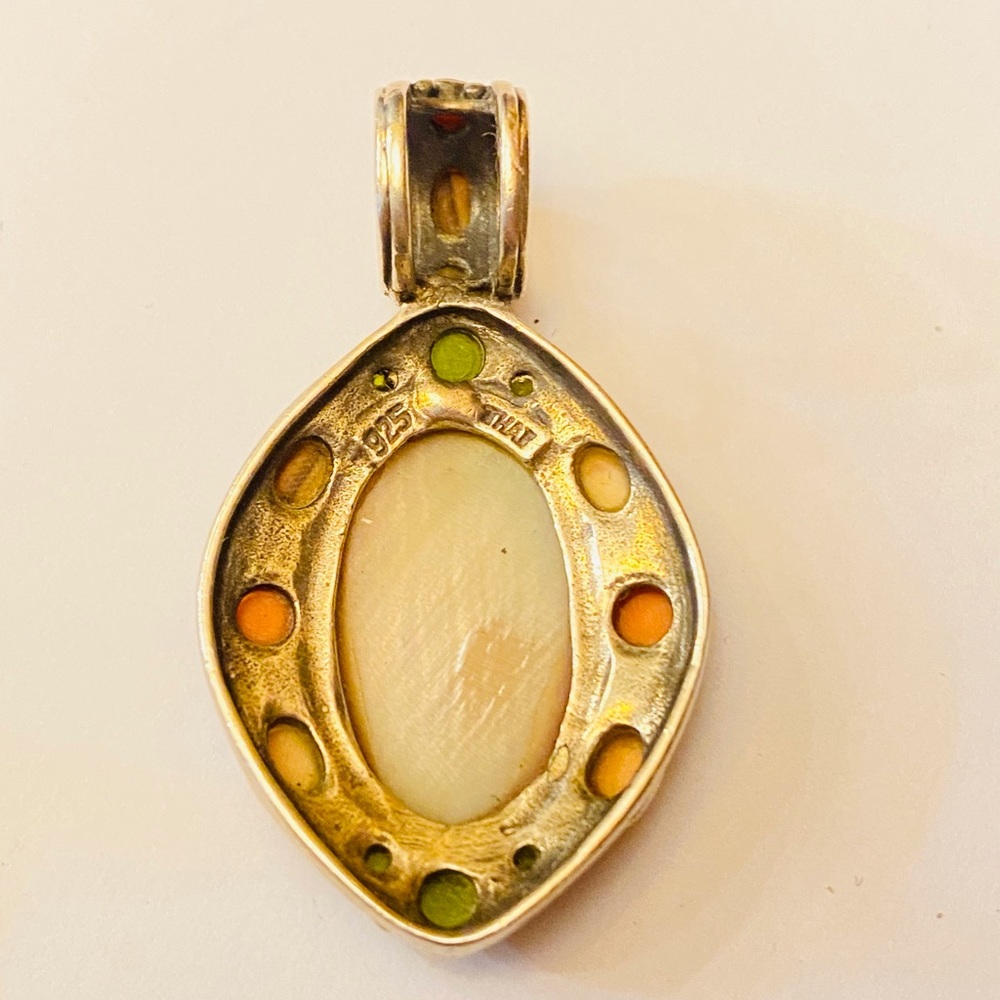 Sterling Silver 925 Multicolor Gem Stone Pendant - image 4